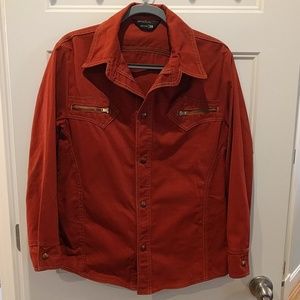 Vintage rust orange western style cowboy shirt size 38 button down